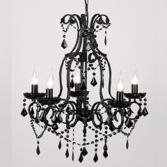 maria teresha 5 arm black restaurant living room hanging chandelier & pendant lights crystal