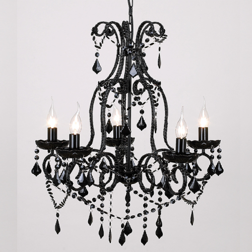 maria teresha 5 arm black restaurant living room hanging chandelier &amp; pendant lights crystal