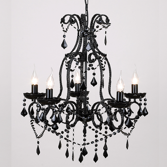 maria teresha 5 arm black restaurant living room hanging chandelier & pendant lights crystal