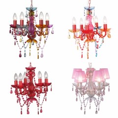 Pink lampshade home decoration crystal acrylic children chandelier lighting