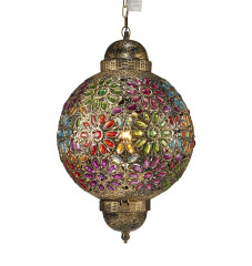 Oval Lantern Pendants Moroccan Style Crystal Chandelier Light 2021 Lobby Living Room Brass Rustic Antique Black/ Brass Iron OEM