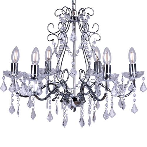Made In China Europe Style 6 Arms Acrylic Chandelier Crystal Pendant Light