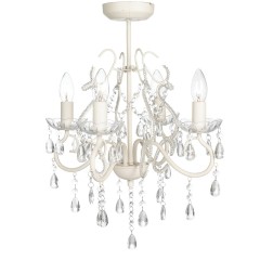 Shabby Chic Five Way Semi Flush Ceiling Pendant Chandelier Light Acrylic Droplets
