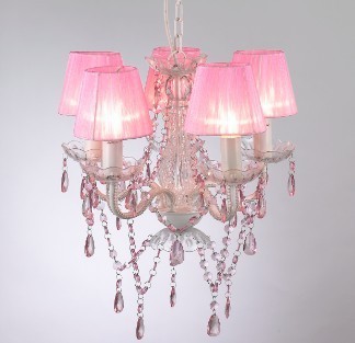 Pink lampshade home decoration crystal acrylic children chandelier lighting