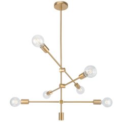 Brass Nordic simple waycross 6 lights fan motor dinning room lamp sputnik ceiling hanging light modern