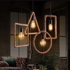 coffee bar Vintage Loft Hemp rope industrial hanging and pendant lights lighting