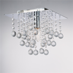 Square Modern Chrome Ceiling Lights Flush Fitting Crystal Droplet Chandelier