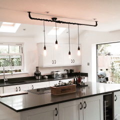 Industrial Pendant Lamp Steampunk Water Pipe Hanging Lamp NS-125331 Vintage Lighting and Circuitry Design Iron Matt Black 1-year