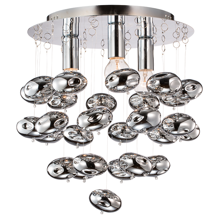 LED glass ball modern round chrome ceiling Light