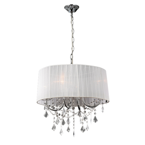 White Drum Lamp Shade Modern Crystal Chandeliers Pendant Lights
