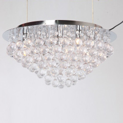Metal Artistic Style Mini Modern Crystal Acrylic Droplets Flush Mount Rain Drop Pendant Ceiling Lamp