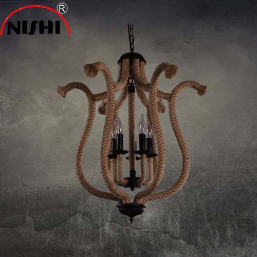 Art decoration Industrial design hemp rope handmade pendant lamp