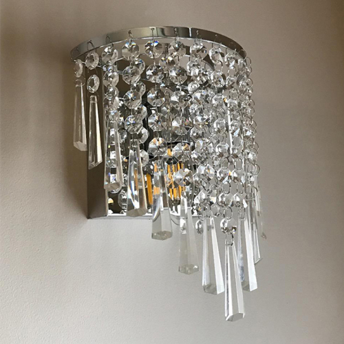 indoor chrome crystal cheaper small size bedroom home decorative wall lamp