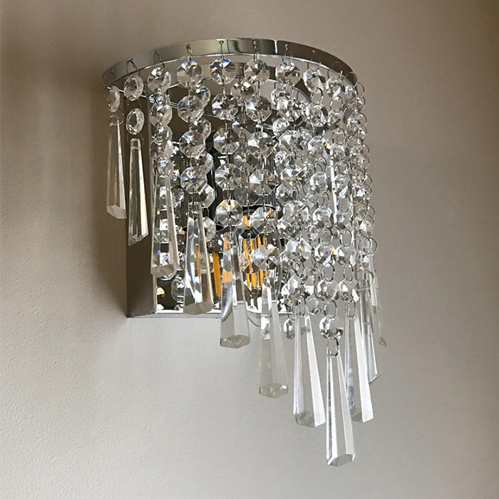 indoor chrome crystal cheaper small size bedroom home decorative wall lamp
