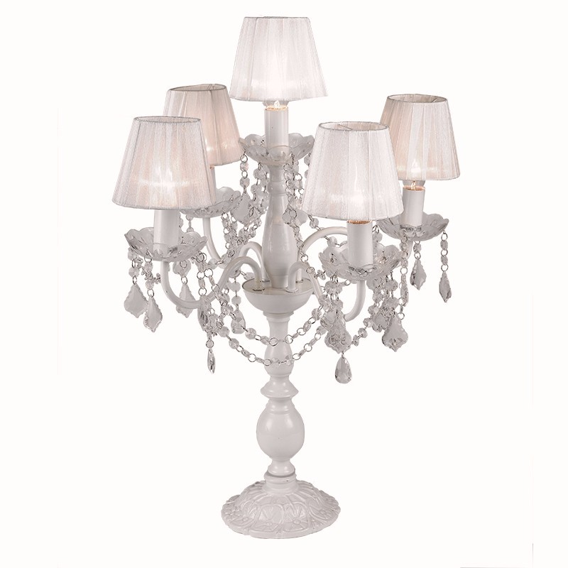 Indoor Standing Wedding Chandelier Acrylic Beads Black Lampshaode LED Table Lamp Home Decorations