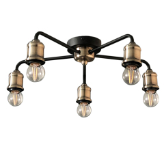 Vintage design brass and black american style dining room chandelier led ceiling lamp