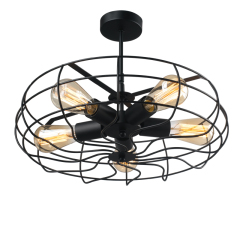 American style industrial antique wrought iron fan ceiling light