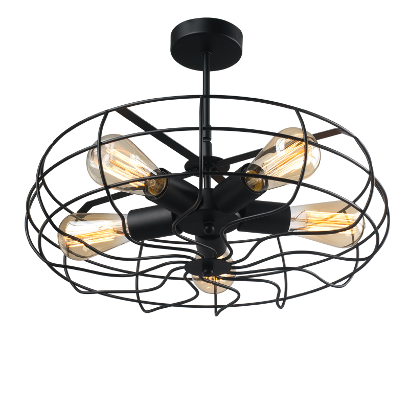 American style industrial antique wrought iron fan ceiling light
