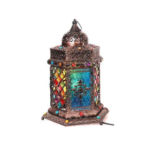 Moroccan style antique red carving flower lampshade floor lamp