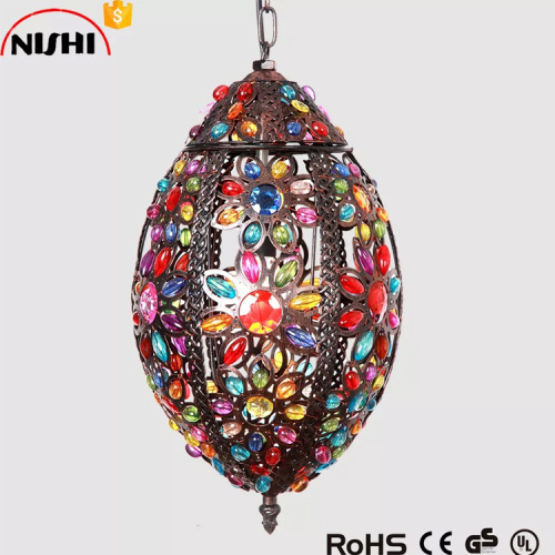 Moroccan lanterns with colourful jewel pendant light