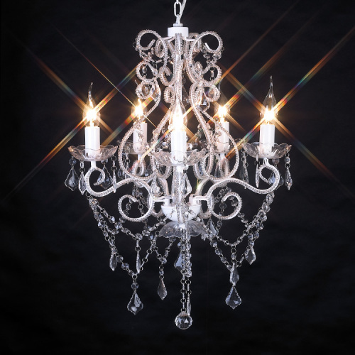 wholesale MODERN SHABBY PARIS CRYSTAL CHANDELIER French White/Clear 5 ARM LIGHT LAMP
