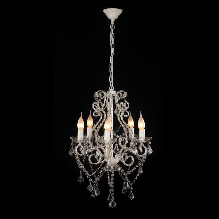 wholesale MODERN SHABBY PARIS CRYSTAL CHANDELIER French White/Clear 5 ARM LIGHT LAMP