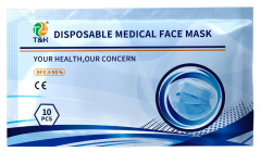 Maschera monouso medica a 3 strati di tipo I (blu, nera, rosa)