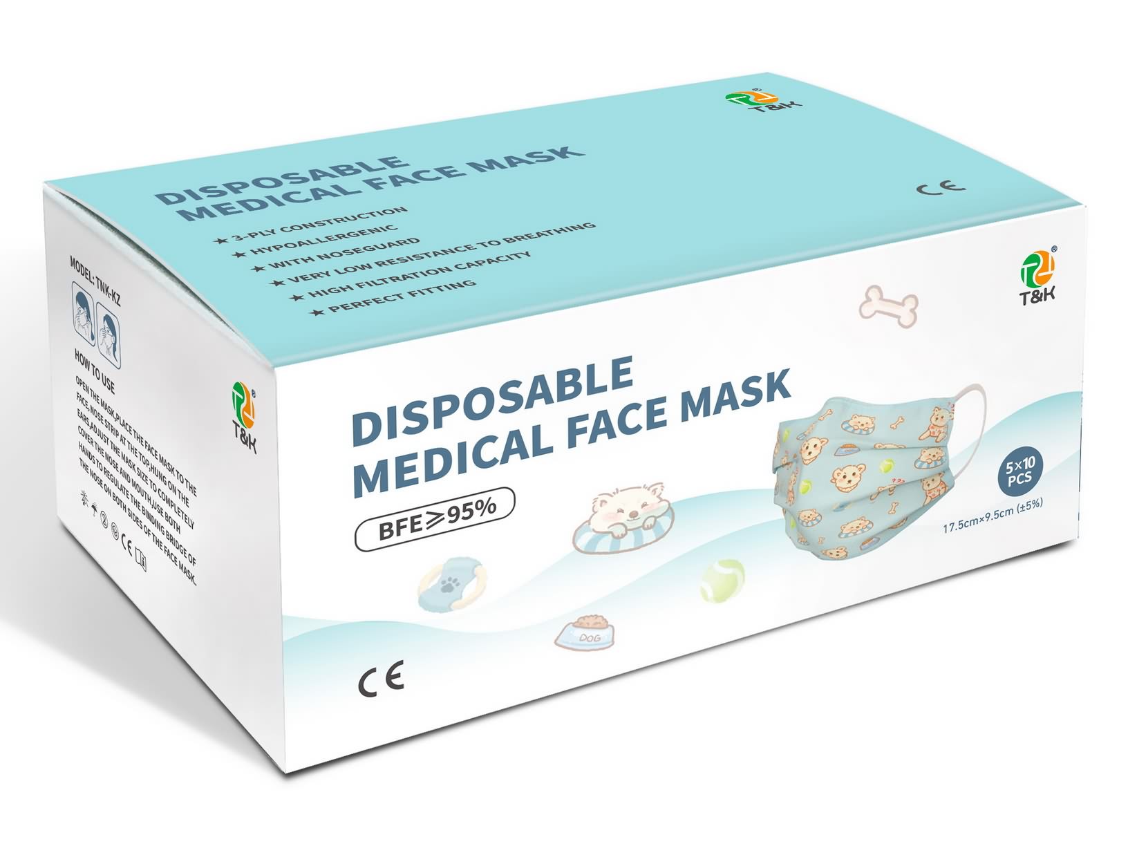 Máscara descartável médica de 3 camadas tipo I para adulto (desenhos animados)