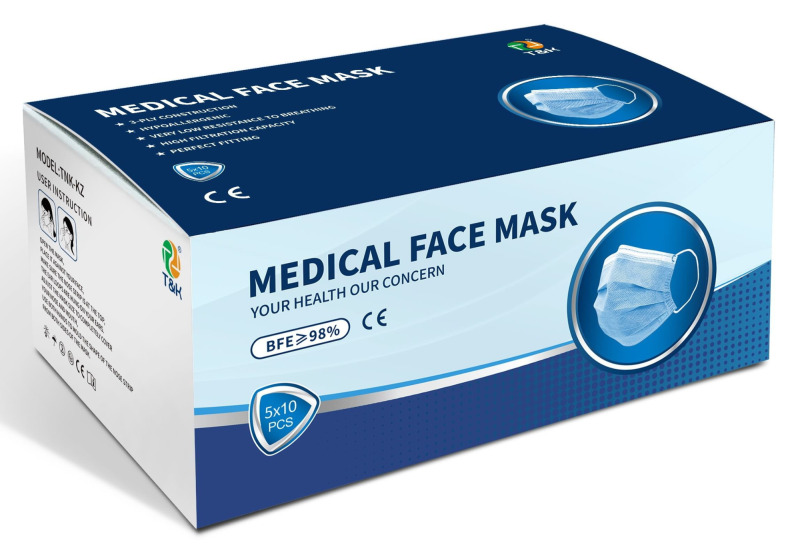 Maschera monouso medica a 3 strati di tipo II