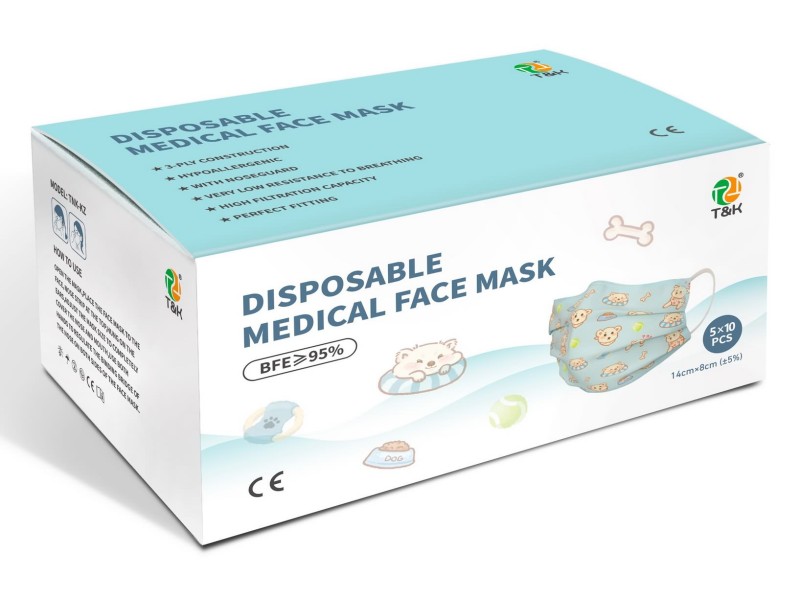 Maschera monouso medica di tipo I a 3 strati per bambini (cartone animato)