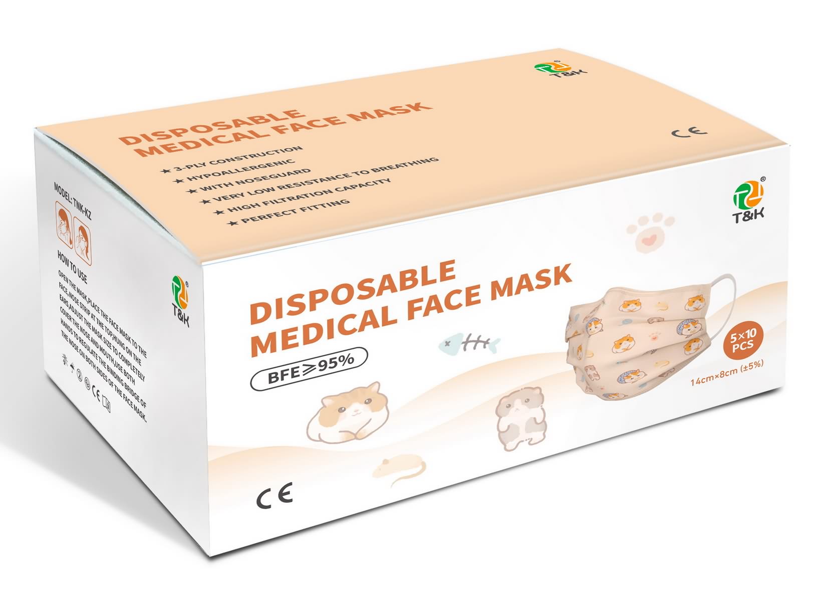 Mascarilla desechable médica tipo I de 3 capas para niños (dibujos animados)