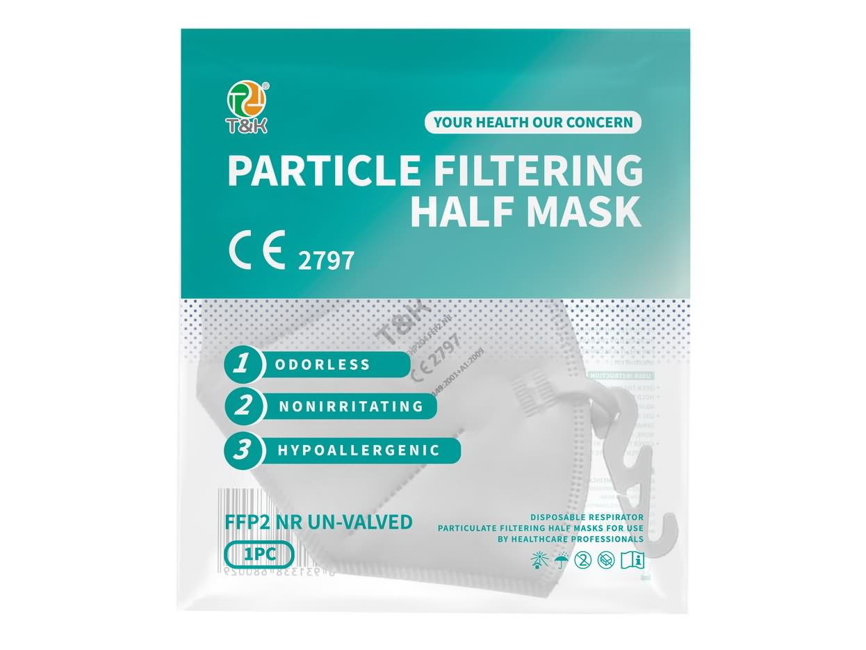 Meia máscara de filtragem de partículas FFP2 (caixa de papel colorido)