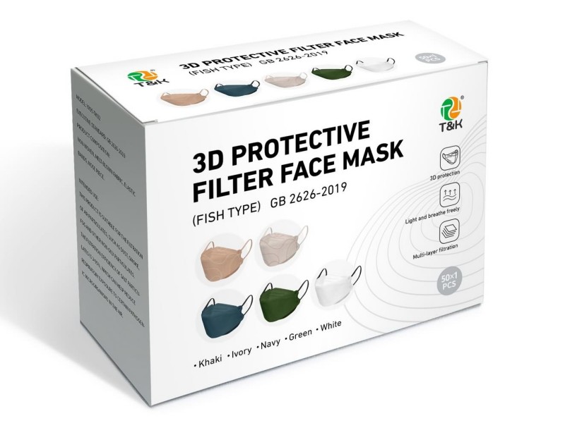 KF94 3D 3D Fish Shape Filtro Máscara Facial 5 Cores