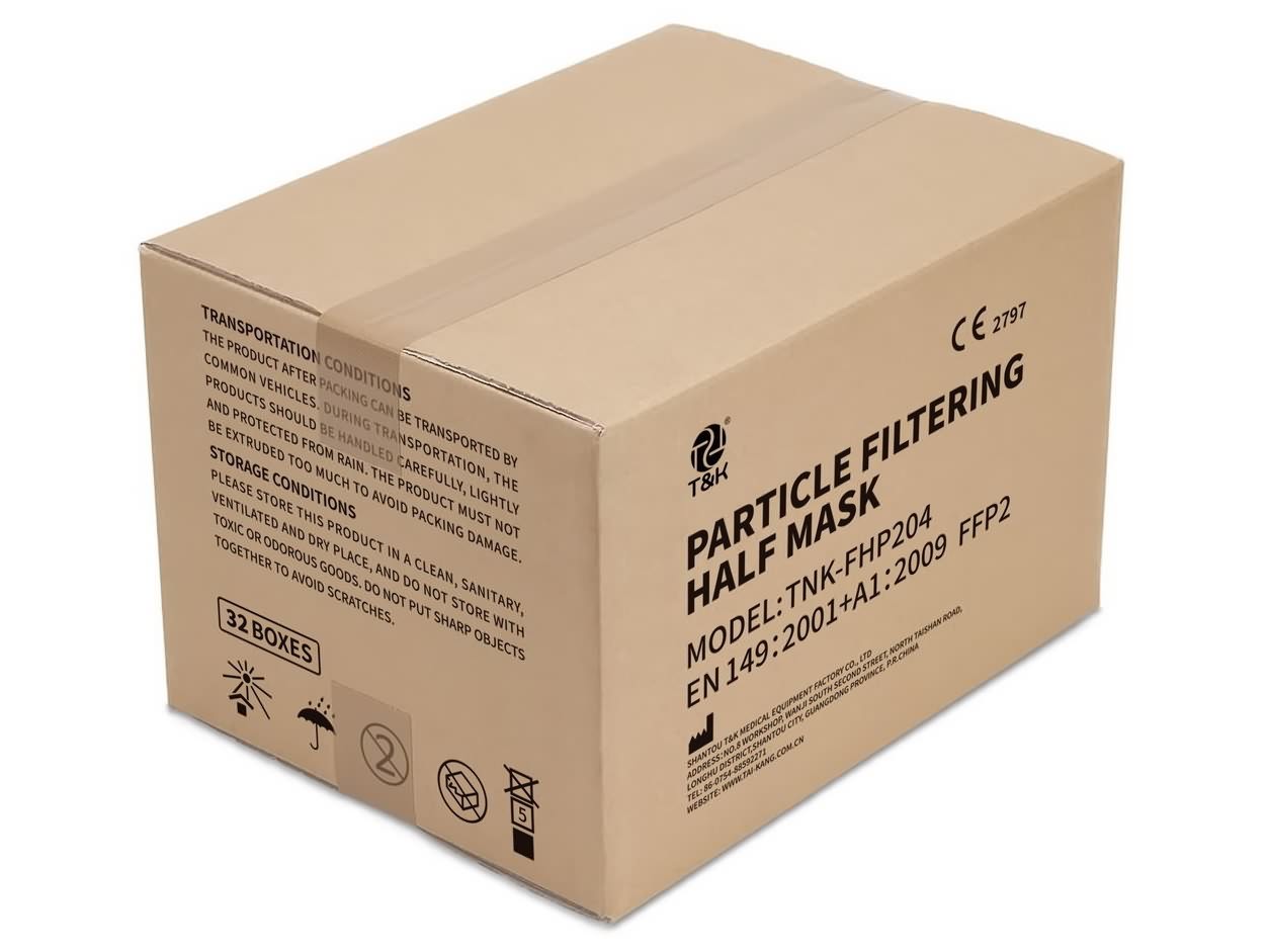 FFP2 पार्टिकल फ़िल्टरिंग हाफ मास्क (कलर पेपर बॉक्स)