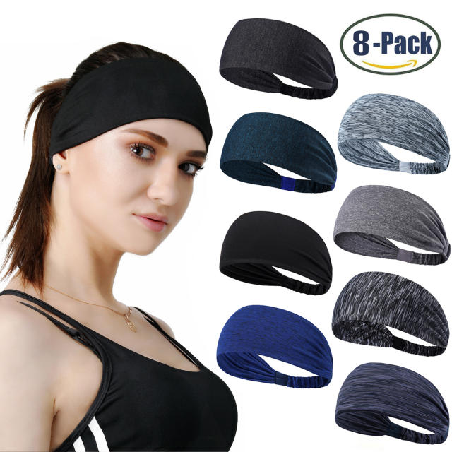Set of 8 Women's Yoga Sport Athletic Workout Headband for Running Sports Travel Fitness Elastic Wicking Non Slip Headbands