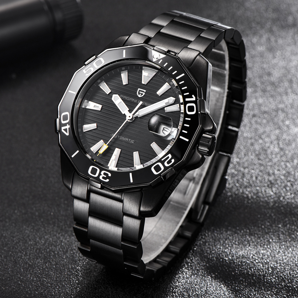 PAGANI DESIGN Men's Automatic Watches Homage Wrist Watch ST6 Movement Full Stainless Steel Strap Waterproof Hardlex Dial Glass