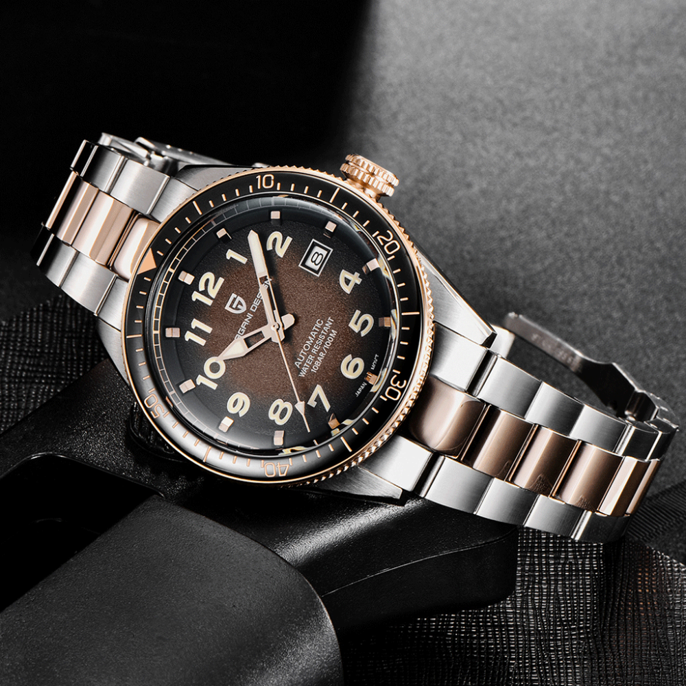 PAGANI DESIGN Men's Automatic Watches Full Stainless Steel 100 Waterproof Wrist Watch with Seiko NH35 Movement Hardlex Dial Glass Ceramic Bezel 1649