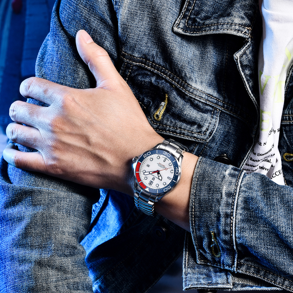 PAGANI DESIGN Men's Automatic Watches 007 Seamaster Homage Seiko NH35A Movement Full Stainless Steel Waterproof Wrist Watch for Men