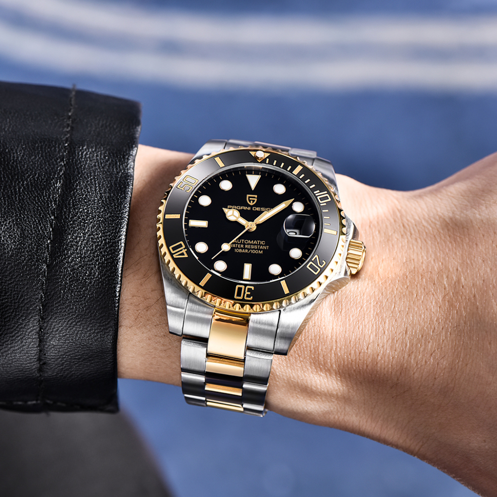 PAGANI DESIGN Automatic Watches for Men Submariner Homage Men's Wrist Watch with Japan Movement 100M Waterproof Stainless Steel Strap