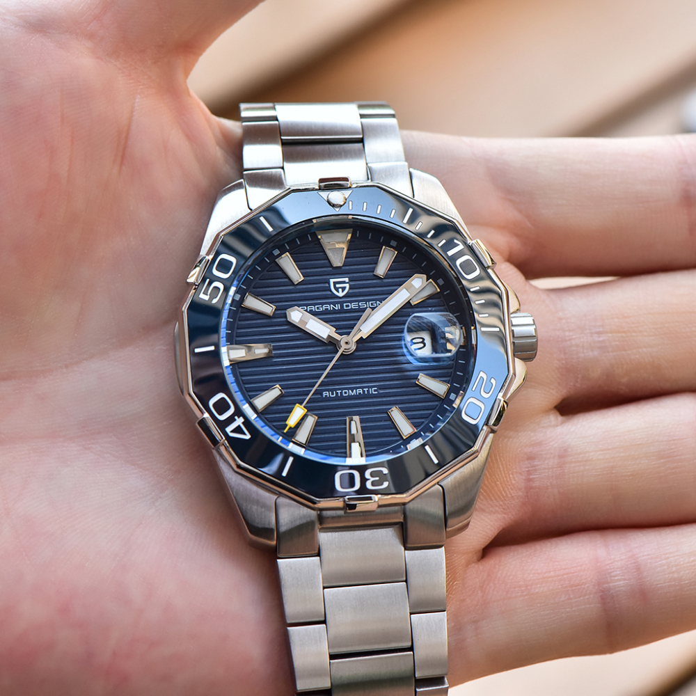 PAGANI DESIGN Men's Automatic Watches Homage Wrist Watch ST6 Movement Full Stainless Steel Strap Waterproof Hardlex Dial Glass