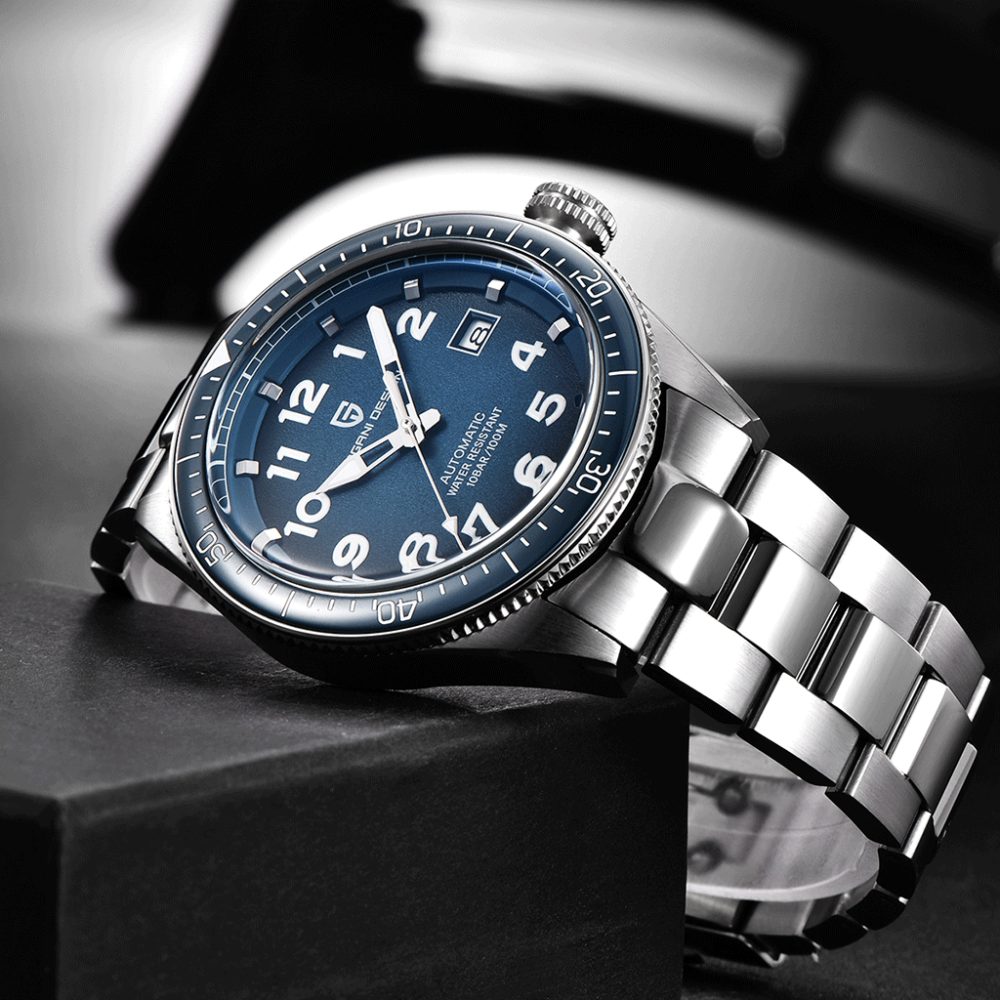 PAGANI DESIGN Men's Automatic Watches Full Stainless Steel 100 Waterproof Wrist Watch with Seiko NH35 Movement Hardlex Dial Glass Ceramic Bezel 1649