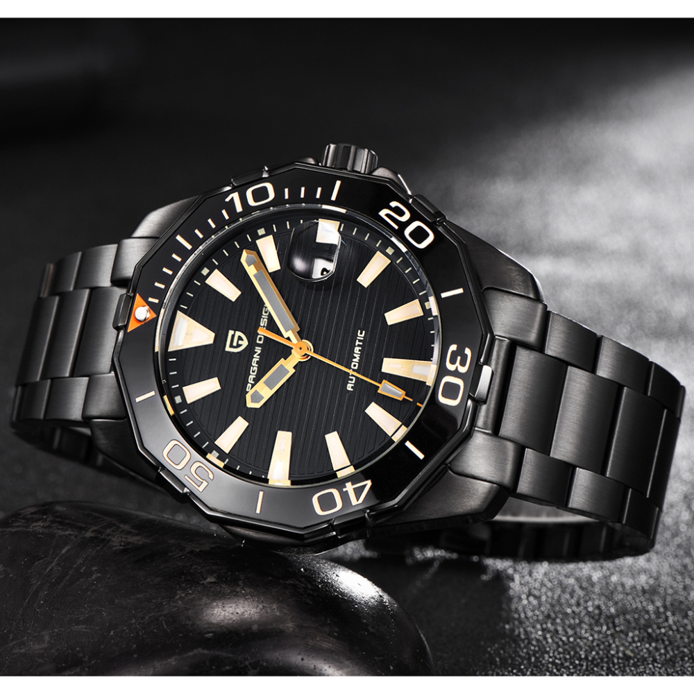 PAGANI DESIGN Men's Automatic Watches Homage Wrist Watch ST6 Movement Full Stainless Steel Strap Waterproof Hardlex Dial Glass