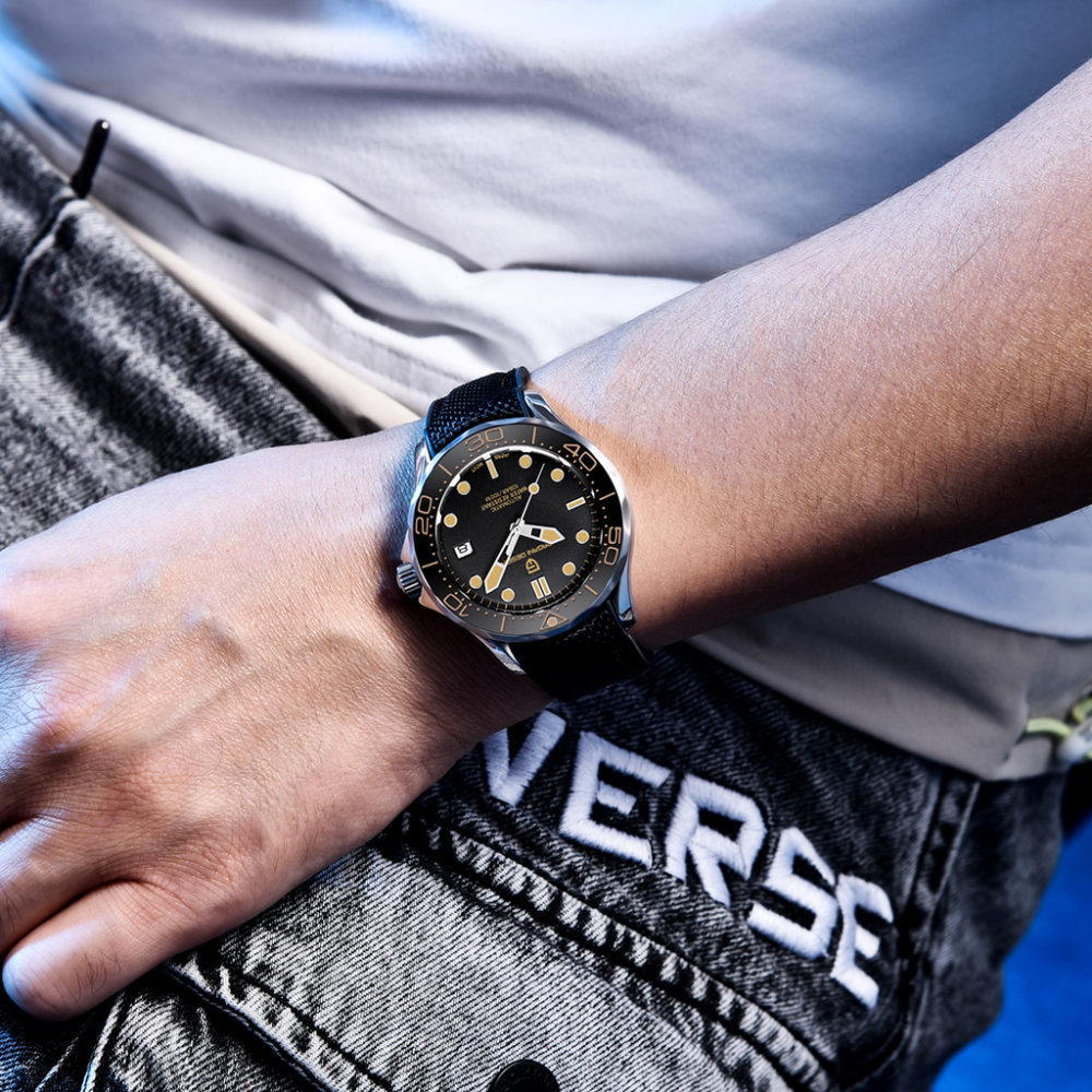 PAGANI DESIGN Men's Automatic Watches with Rubber Strap 007 Seamaster Homage Seiko NH35A Movement Waterproof Wrist Watch for Men 1667