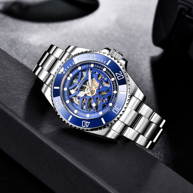 PAGANI DESIGN Men's Watches Luxury Skeleton Automatic Wrist Watch for Men Full Stainless Steel Waterproof Watch with Sapphire Glass Ceramic Bezel