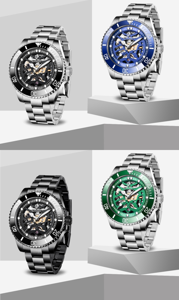 PAGANI DESIGN Men's Watches Luxury Skeleton Automatic Wrist Watch for Men Full Stainless Steel Waterproof Watch with Sapphire Glass Ceramic Bezel