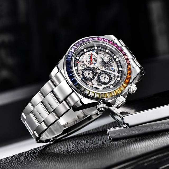 PAGANI DESIGN Men's Skeleton Automatic Watches Mechanical Stainless ...