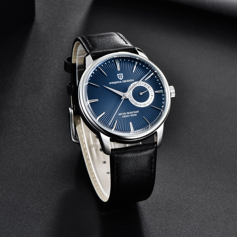 PAGANI DESIGN Men's Watches with Seiko VH65 Quartz Movement Soft Leather Watchband 100M Waterproof Hard Coated Dial Glass 1654