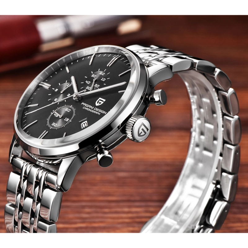 PAGANI DESIGN Luxury Men's Watches Stainless Steel Waterproof Quartz Wrist Watch for Men Chronograph Stop Watch Auto Date
