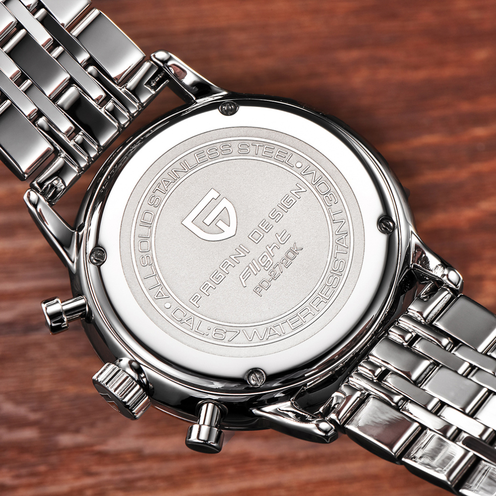 PAGANI DESIGN Luxury Men's Watches Genuine Leather Strap Stainless Steel Case Waterproof Seiko VK67 Quartz Wrist Watch for Men Chronograph Auto Date