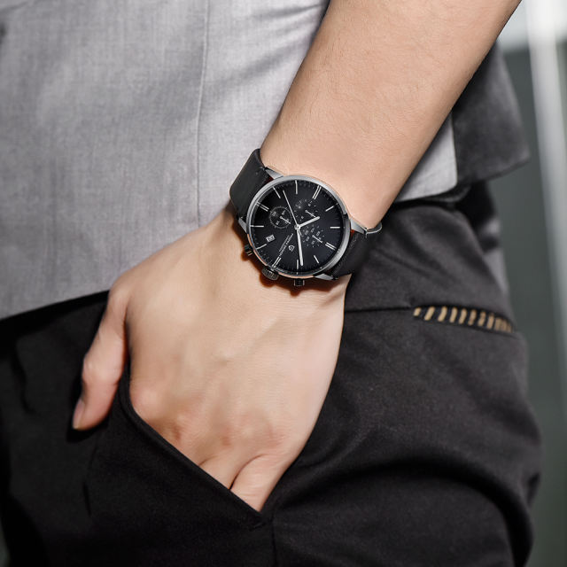 PAGANI DESIGN Luxury Men's Watches Genuine Leather Strap Stainless Steel Case Waterproof Seiko VK67 Quartz Wrist Watch for Men Chronograph Auto Date